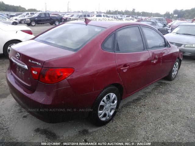 KMHDU4AD8AU129088 - 2010 HYUNDAI ELANTRA BLUE/GLS/SE MAROON photo 4