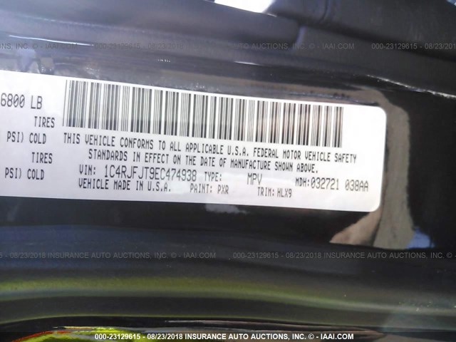 1C4RJFJT9EC474938 - 2014 JEEP GRAND CHEROKEE SUMMIT Qara foto 9