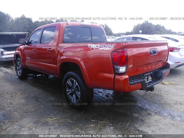 5TFCZ5AN4HX066788 - 2017 TOYOTA TACOMA DBL CAB/SR/TRDSPT/OR/PRO ORANGE photo 3