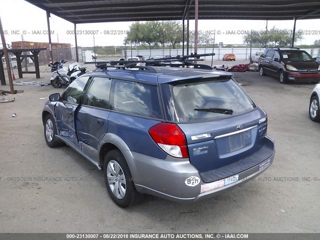 4S4BP60C887355191 - 2008 SUBARU OUTBACK BLUE photo 3