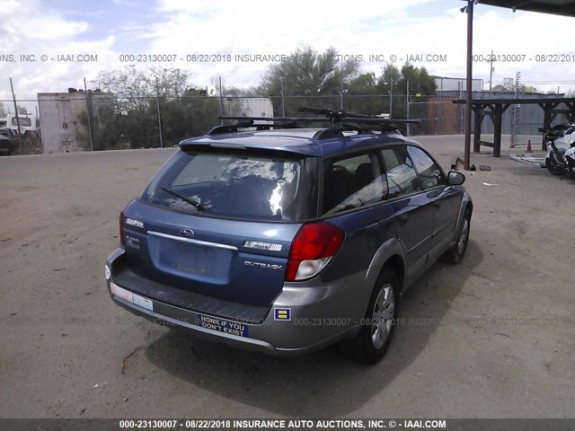 4S4BP60C887355191 - 2008 SUBARU OUTBACK BLUE photo 4