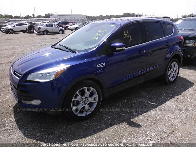 1FMCU0H98DUA25176 - 2013 FORD ESCAPE SEL BLUE photo 2