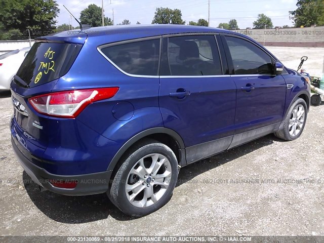 1FMCU0H98DUA25176 - 2013 FORD ESCAPE SEL BLUE photo 4