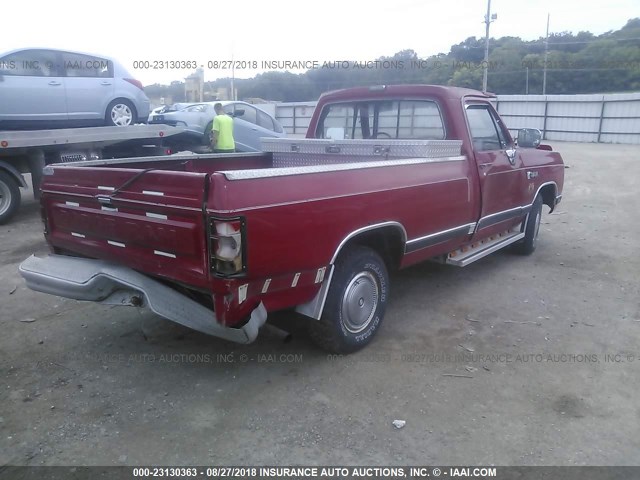 1B7FD04X7JS640752 - 1988 DODGE D-SERIES D100 RED photo 4