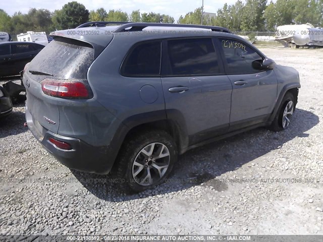 1C4PJMBB8EW198347 - 2014 JEEP CHEROKEE TRAILHAWK GRAY photo 4