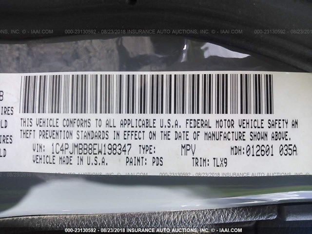 1C4PJMBB8EW198347 - 2014 JEEP CHEROKEE TRAILHAWK ნაცრისფერი ფოტო 9