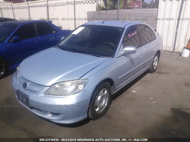 JHMES96625S013813 - 2005 HONDA CIVIC HYBRID Light Blue photo 2