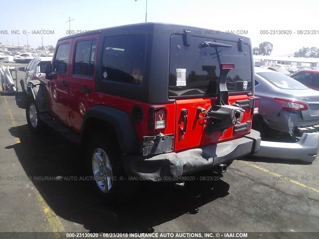 1C4BJWDG8DL654149 - 2013 JEEP WRANGLER UNLIMITE SPORT RED photo 3