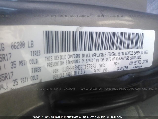 1J8HH48N56C157073 - 2006 JEEP COMMANDER BROWN photo 9