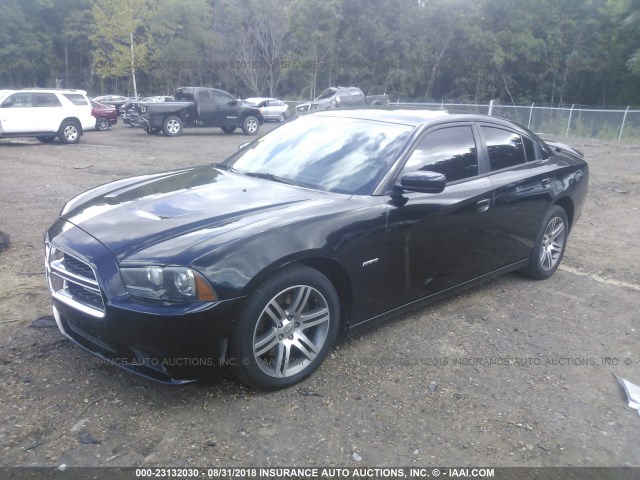 2C3CDXCT8DH521070 - 2013 DODGE CHARGER R/T BLACK photo 2