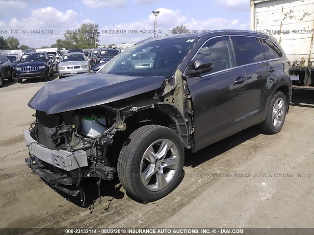 5TDDKRFH8ES025570 - 2014 TOYOTA HIGHLANDER LIMITED/LTD PLATINUM GRAY photo 2