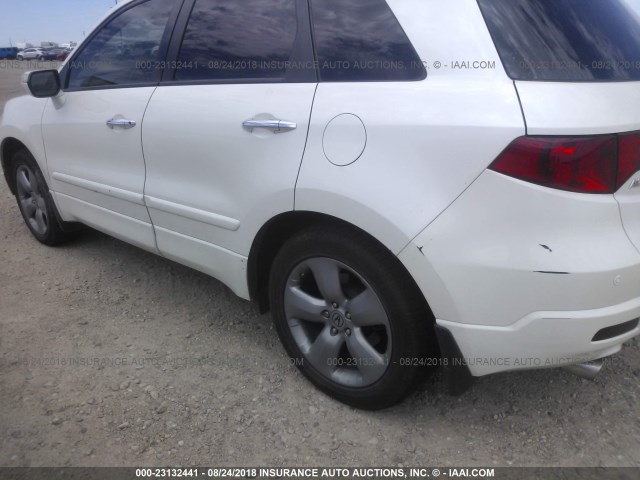 5J8TB18597A000842 - 2007 ACURA RDX TECHNOLOGY WHITE photo 6