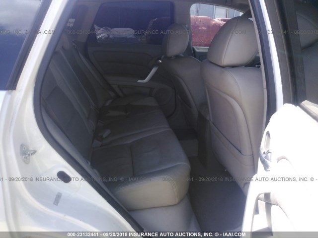 5J8TB18597A000842 - 2007 ACURA RDX TECHNOLOGY WHITE photo 8