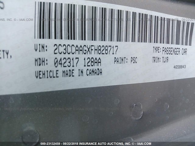 2C3CCAAGXFH828717 - 2015 CHRYSLER 300 LIMITED SILVER photo 9