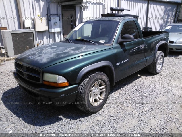 1B7FL16X12S710625 - 2002 DODGE DAKOTA SXT GREEN photo 2