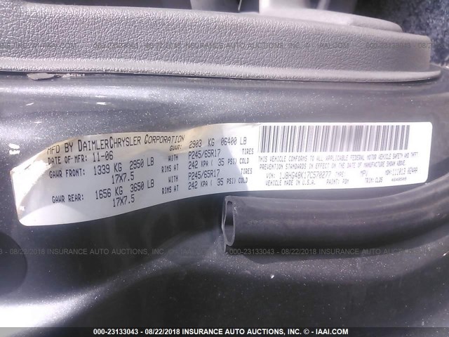 1J8HG48K17C570277 - 2007 JEEP COMMANDER GRAY photo 9