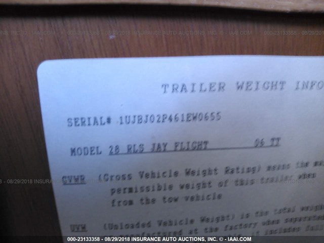 1UJBJ029461EW0655 - 2006 JAYCO JAY FLIGHT  WHITE photo 9