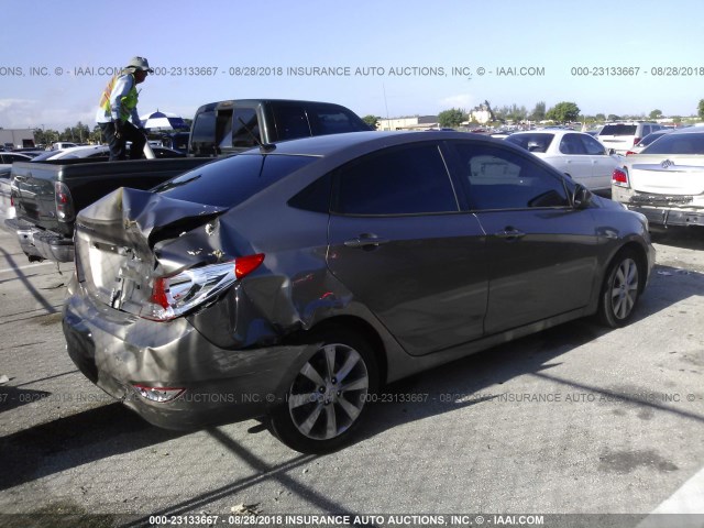 KMHCU4AE0DU278605 - 2013 HYUNDAI ACCENT GLS/SE GRAY photo 4