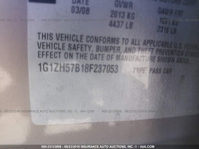 1G1ZH57B18F237053 - 2008 CHEVROLET MALIBU 1LT 棕色 照片 9