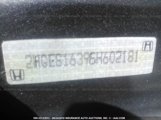 2HGES16395H602181 - 2005 HONDA CIVIC DX VP GRAY photo 9