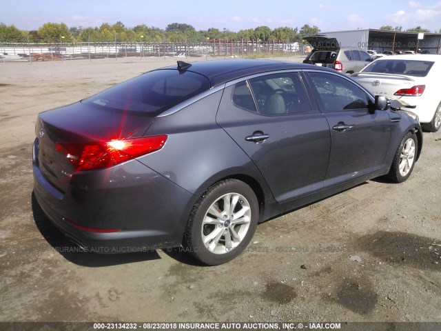 KNAGN4A79B5112172 - 2011 KIA OPTIMA EX/SX GRAY photo 4