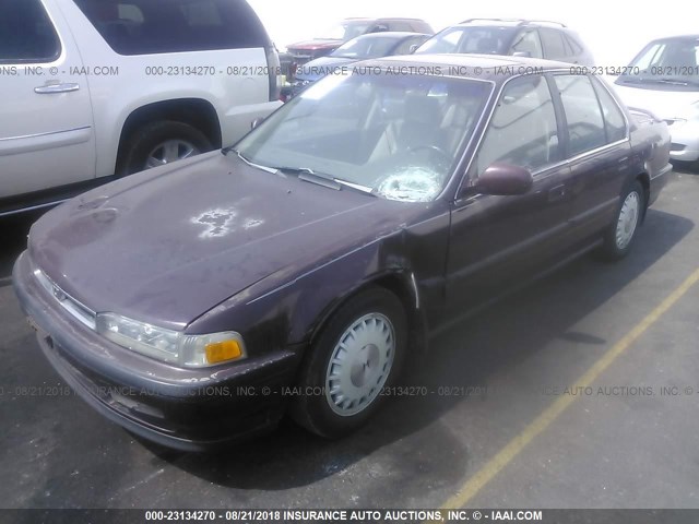 JHMCB7669MC050538 - 1991 HONDA ACCORD EX/EX-R MAROON photo 2