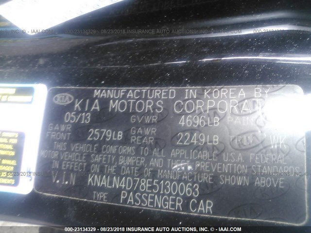 KNALN4D78E5130063 - 2014 KIA CADENZA PREMIUM/LIMITED BLACK photo 9