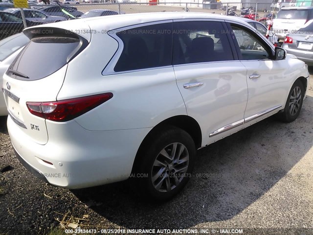 5N1AL0MMXDC317471 - 2013 INFINITI JX35 WHITE photo 4