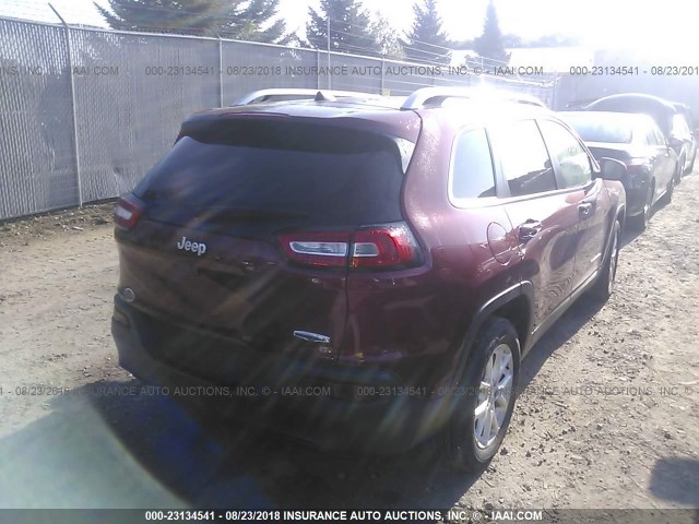 1C4PJLCB1GW243415 - 2016 JEEP CHEROKEE LATITUDE RED photo 4