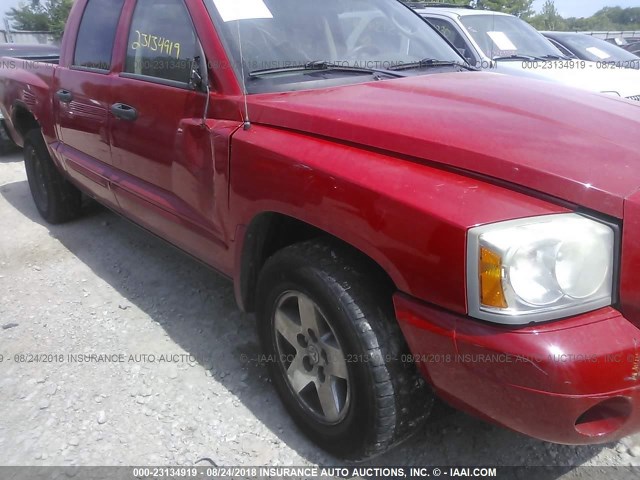 1D7HW48K36S665007 - 2006 DODGE DAKOTA QUAD SLT RED photo 6