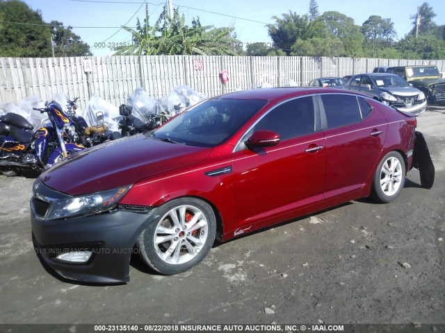 KNAGN4A77B5154310 - 2011 KIA OPTIMA EX/SX RED photo 2