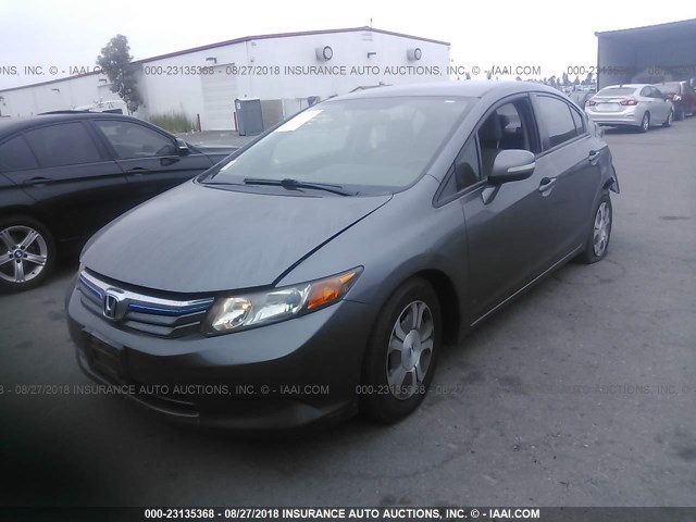 JHMFB4F31CS004160 - 2012 HONDA CIVIC HYBRID L GRAY photo 2