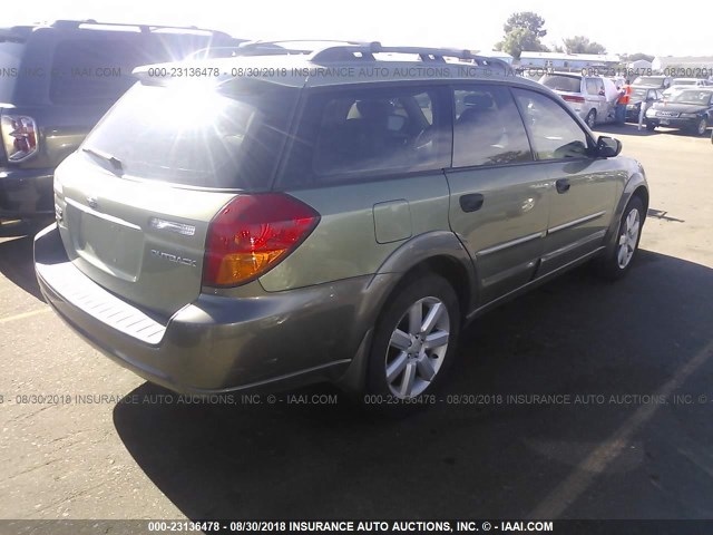 4S4BP61C176335125 - 2007 SUBARU LEGACY OUTBACK 2.5I GREEN photo 4