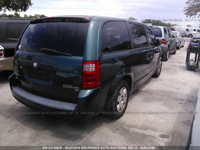 2D8HN44E69R542421 - 2009 DODGE GRAND CARAVAN SE GREEN photo 4