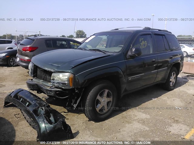 1GNDT13S442150089 - 2004 CHEVROLET TRAILBLAZER LS/LT GREEN photo 2