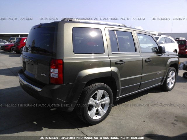 1C4NJPCB6FD398759 - 2015 JEEP PATRIOT LIMITED GREEN photo 4