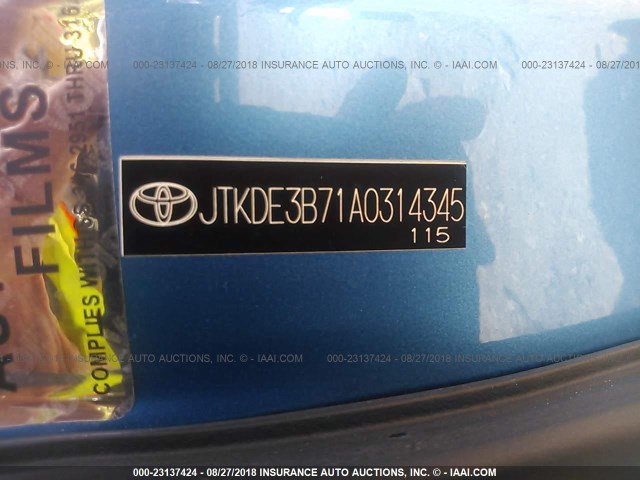 JTKDE3B71A0314345 - 2010 TOYOTA SCION TC BLUE photo 9