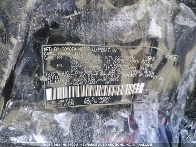 JTLKE50E481024847 - 2008 TOYOTA SCION XB Қара фото 9