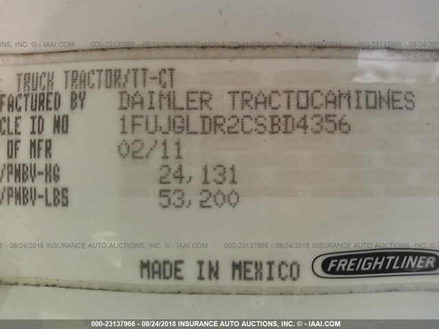 1FUJGLDR2CSBD4356 - 2012 FREIGHTLINER CASCADIA 125  Unknown photo 10