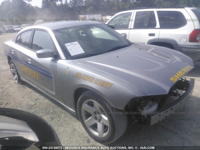 2C3CDXAT8EH166180 - 2014 DODGE CHARGER POLICE GRAY photo 1