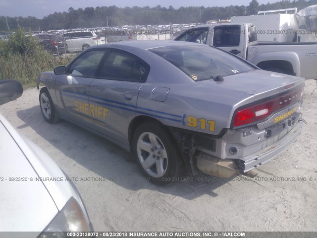 2C3CDXAT8EH166180 - 2014 DODGE CHARGER POLICE GRAY photo 3