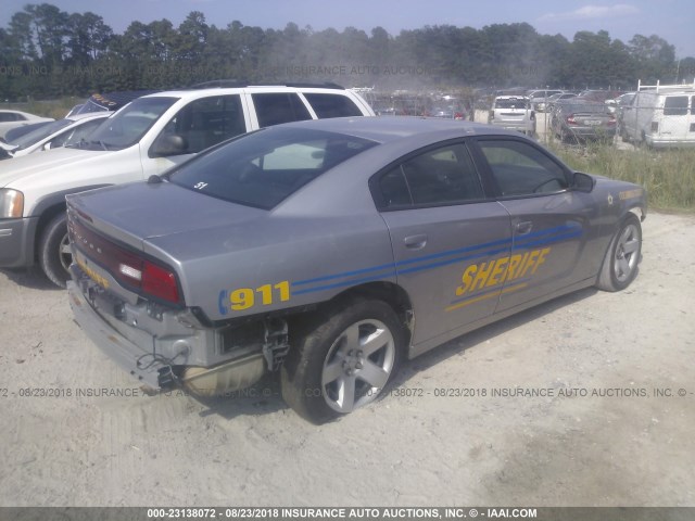 2C3CDXAT8EH166180 - 2014 DODGE CHARGER POLICE GRAY photo 4