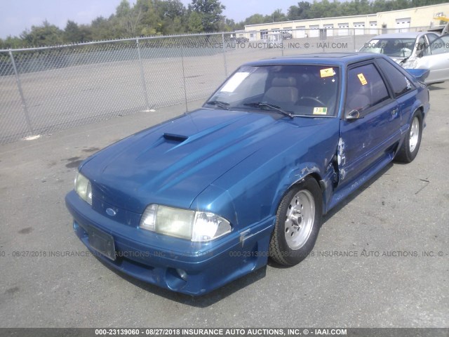 1FACP42E9NF145296 - 1992 FORD MUSTANG GT/COBRA GT BLUE photo 2