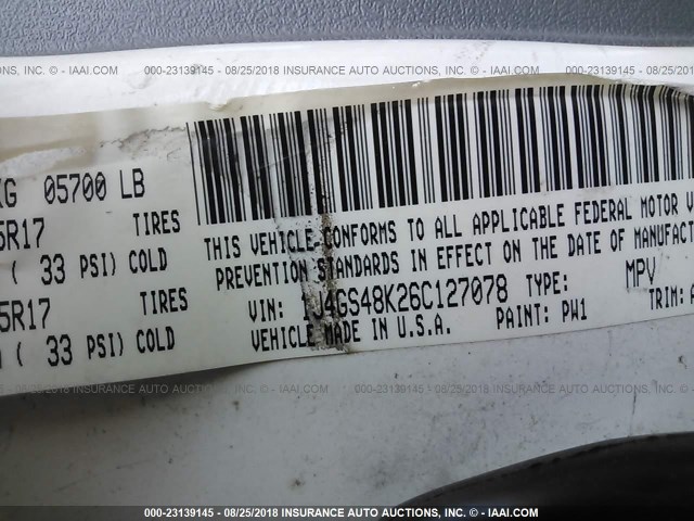 1J4GS48K26C127078 - 2006 JEEP GRAND CHEROKEE LAREDO/COLUMBIA/FREEDOM 白色 照片 9