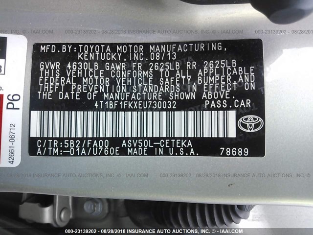 4T1BF1FKXEU730032 - 2014 TOYOTA CAMRY L/SE/LE/XLE Şampan foto 9