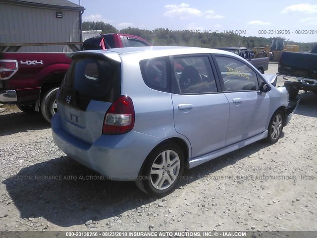 JHMGD38698S065747 - 2008 HONDA FIT SPORT BLUE photo 4