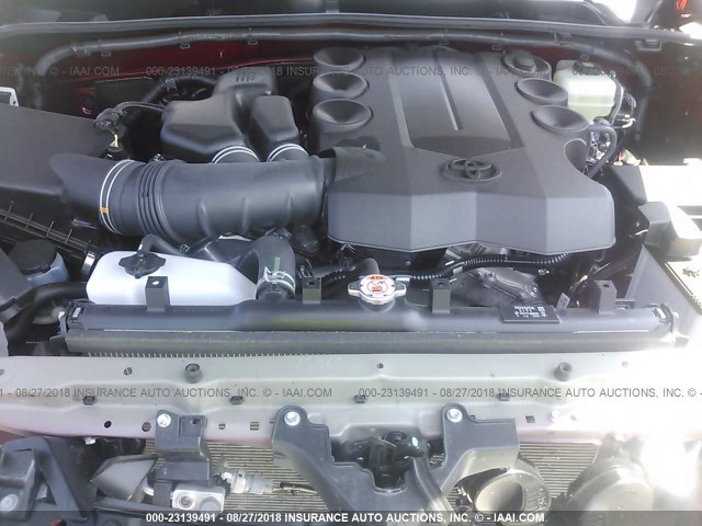 JTEBU5JR0J5574783 - 2018 TOYOTA 4RUNNER SR5 PREM/LTDL/TRAIL/TRD RED photo 10