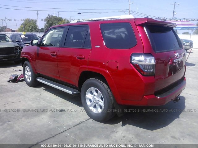 JTEBU5JR0J5574783 - 2018 TOYOTA 4RUNNER SR5 PREM/LTDL/TRAIL/TRD RED photo 3