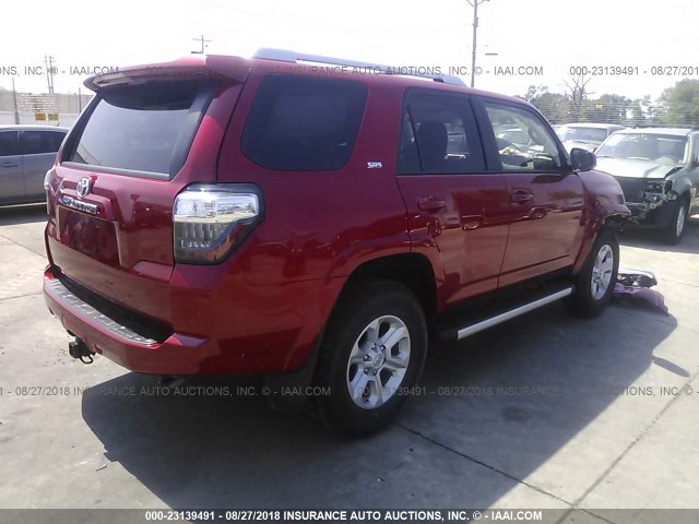 JTEBU5JR0J5574783 - 2018 TOYOTA 4RUNNER SR5 PREM/LTDL/TRAIL/TRD RED photo 4