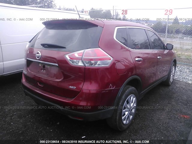 5N1AT2MV5FC884534 - 2015 NISSAN ROGUE S/SL/SV RED photo 4